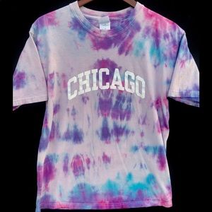 Hand made tie die Chicago shirt